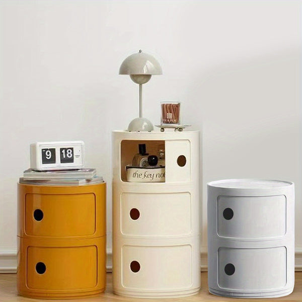 1pc Modern Multifunctional 2\u002F3 Drawer Nightstand - Waterproof Plastic Storage Cabinet for Bedroom