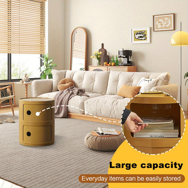 1pc Modern Multifunctional 2\u002F3 Drawer Nightstand - Waterproof Plastic Storage Cabinet for Bedroom