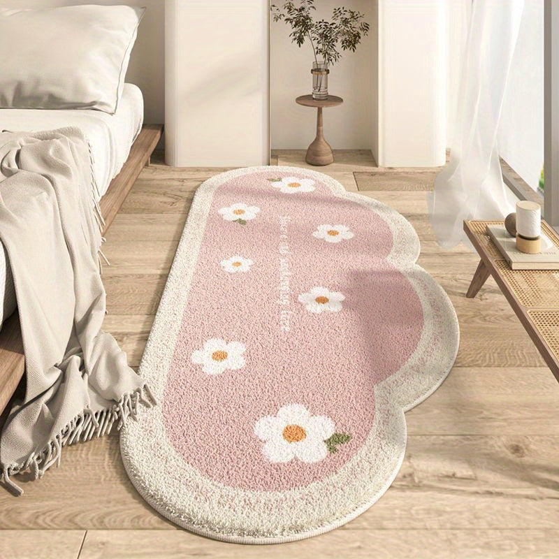 Tulip Cloud-Shaped Plush Soft Washable Thickened Irregular Non-Slip Floor Mat for Bedroom and Living Room Decor