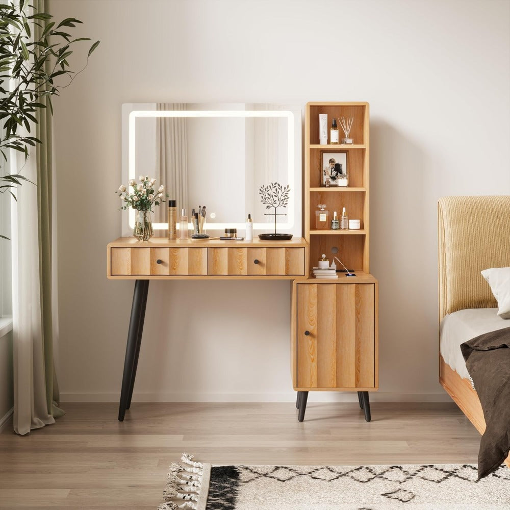 Elegant Wave Fluted Vanity Desk Dressing Table - 44\