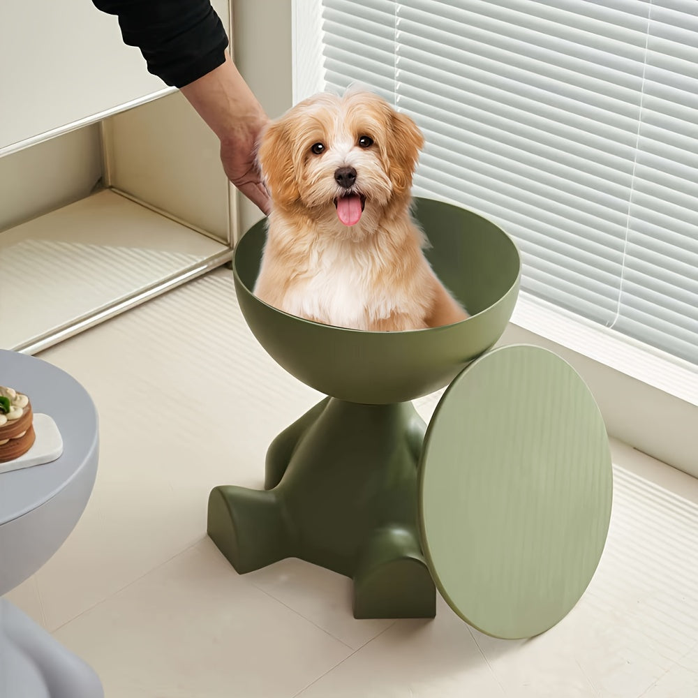 Pink Cartoon-Style Small Side Table - Space-Saving Lightweight Plastic Accent Table for Living Room, Bedroom