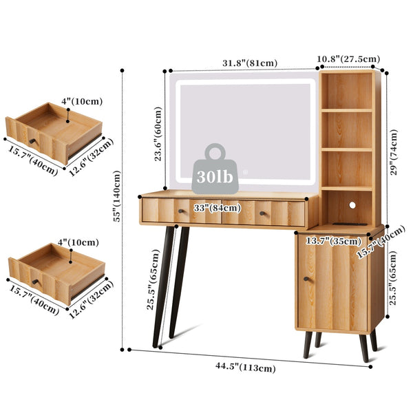 Elegant Wave Fluted Vanity Desk Dressing Table - 44\