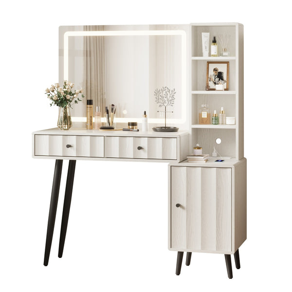 Elegant Wave Fluted Vanity Desk Dressing Table - 44\
