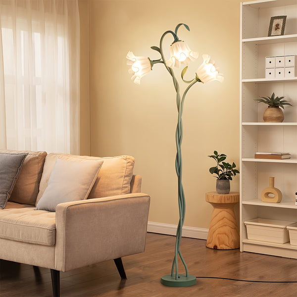 Modern Art Flower Floor Lamp, Flexible Arm Creative DIY Shape 3-Color Temperatures LED Corner Floor Lamp, Suitable For Bedroom