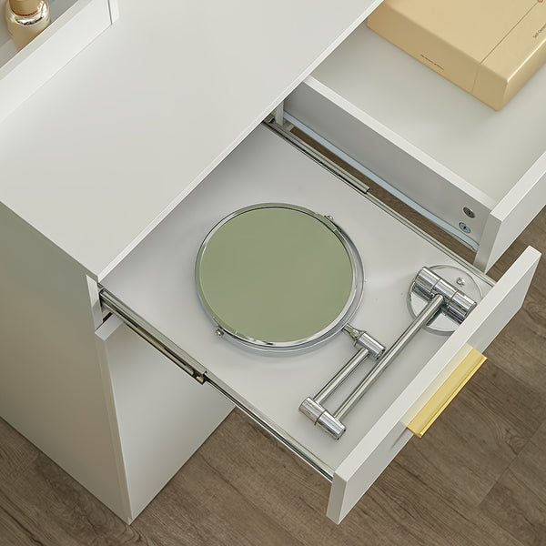 47.2''Large Vanity With Folding Up Makeup Mirror, Makeup Vanity With 2 Makeup Organizers