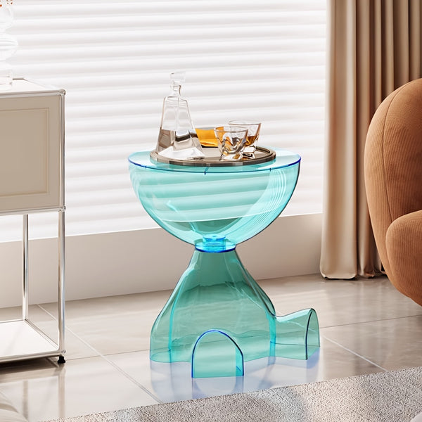 Pink Cartoon-Style Small Side Table - Space-Saving Lightweight Plastic Accent Table for Living Room, Bedroom