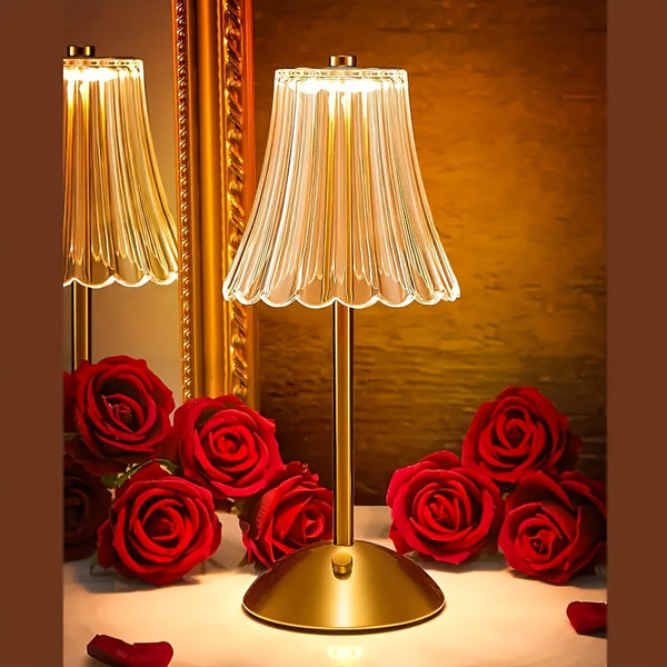 Crystal Cordless Table Lamps-1\u002F2pcs Rechargeable Gloden Vintage LED Desk Lamp With USB Port