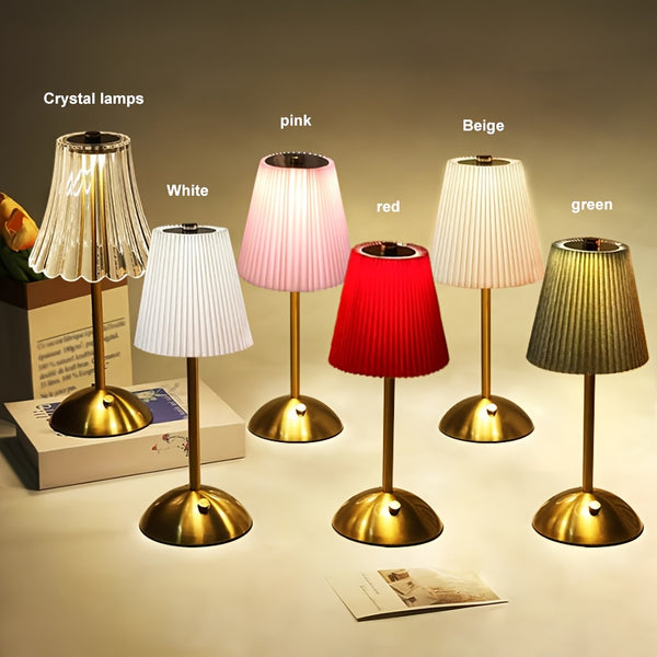 2pcs Cordless Table Lamps-Rechargeable 6 Style Vintage LED Desk Lamp With USB Port, 2200 MAh Battery