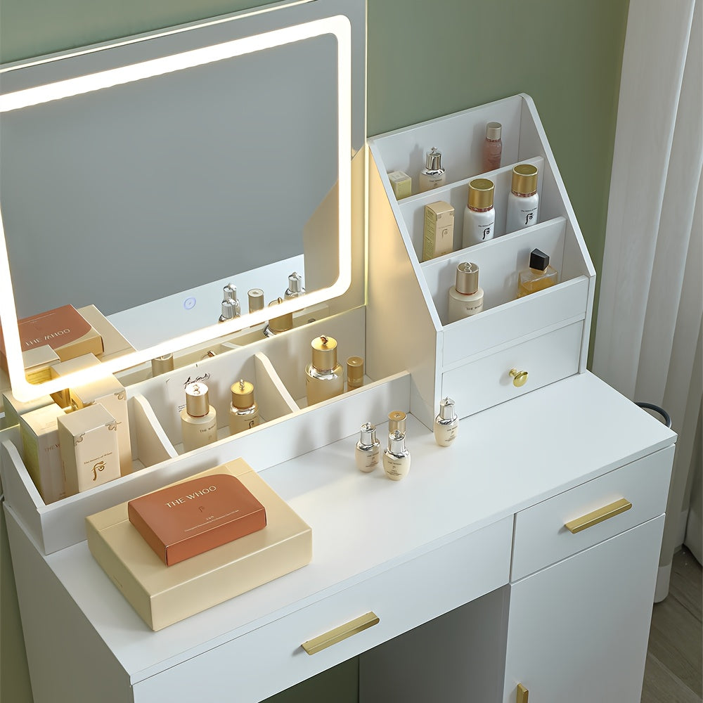 White Contemporary Dresser with Mirror - 3.2 Cu Ft Storage, 27\