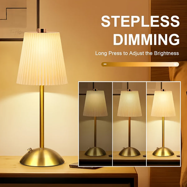 1pc\u002F2pcs LED Office Desk Lamp, Touch Control, 3 Color, USB Charging, 1600mAh Battery, Metal Base