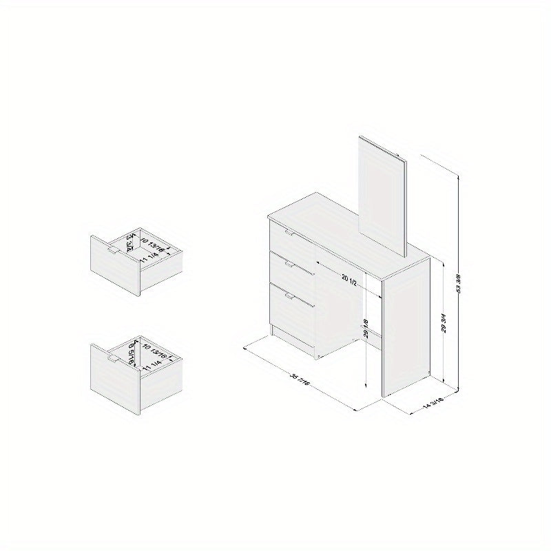 Polifurniture New Minas Modern Makeup Vanity Table White Finish