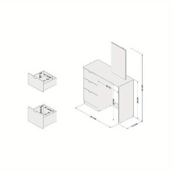 Polifurniture New Minas Modern Makeup Vanity Table White Finish
