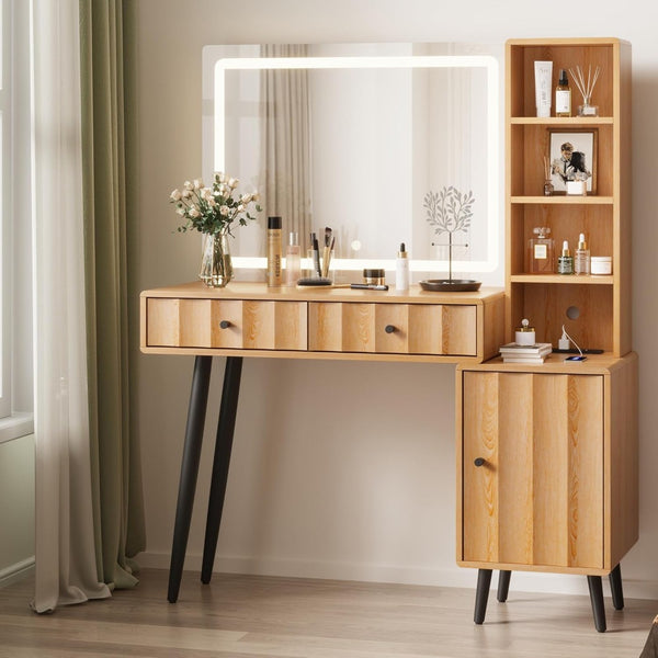 Elegant Wave Fluted Vanity Desk Dressing Table - 44\
