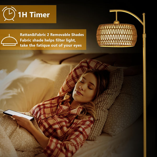 Modern Arc Floor Lamp with Remote Control - Adjustable Standing Light, Dimmable LED Bulb