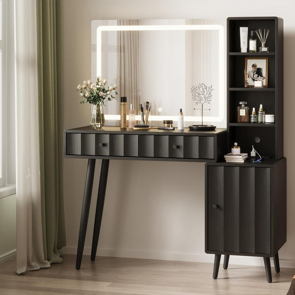 Elegant Wave Fluted Vanity Desk Dressing Table - 44\