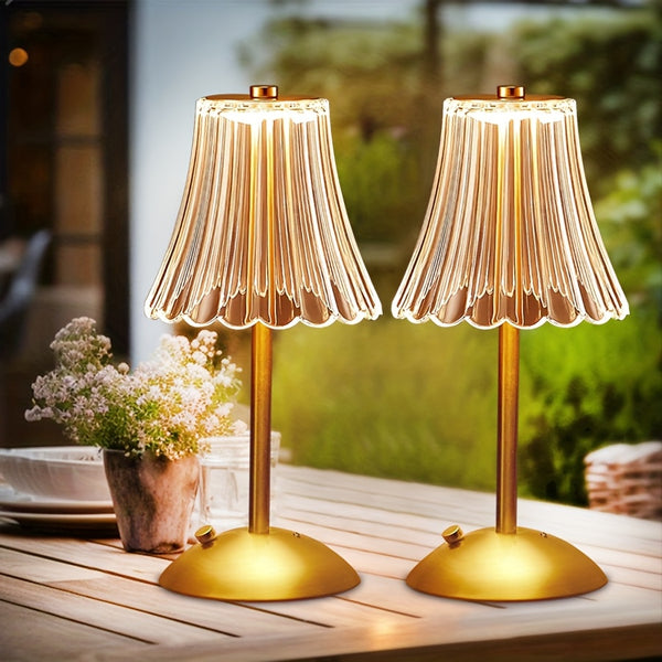 2pcs Cordless Table Lamps-Rechargeable 6 Style Vintage LED Desk Lamp With USB Port, 2200 MAh Battery