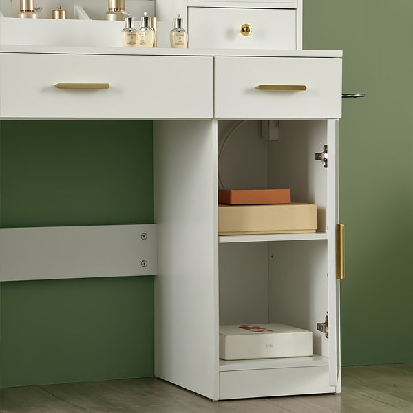 White Contemporary Dresser with Mirror - 3.2 Cu Ft Storage, 27\