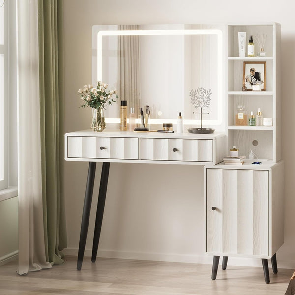 Elegant Wave Fluted Vanity Desk Dressing Table - 44\