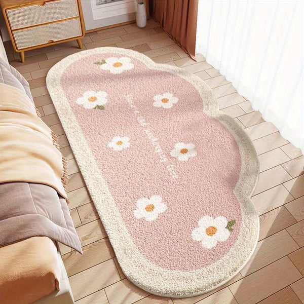 Tulip Cloud-Shaped Plush Soft Washable Thickened Irregular Non-Slip Floor Mat for Bedroom and Living Room Decor