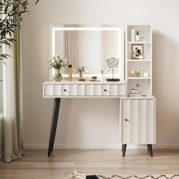 Elegant Wave Fluted Vanity Desk Dressing Table - 44\