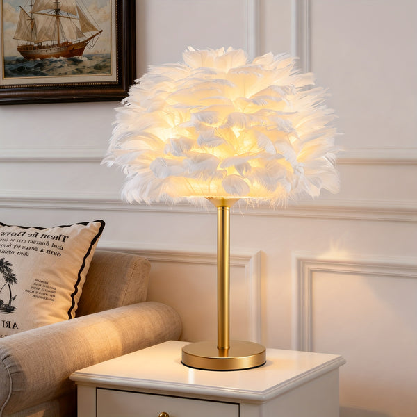 11.8*15.9 Inch Feather Lamp, USB Powered Lamps, Durable Metal Body, 3-Color Dimmable LED Light Strip