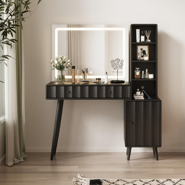 Elegant Wave Fluted Vanity Desk Dressing Table - 44\