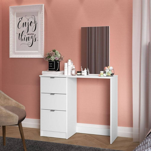 Polifurniture New Minas Modern Makeup Vanity Table White Finish